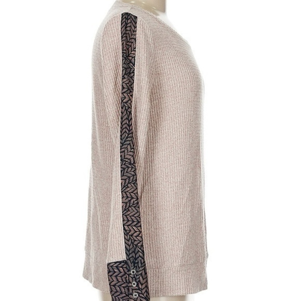 Les Serein x Stitch Fix Pullover Waffle Print Sweater Chevron Pattern Sz XL